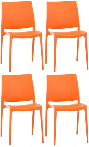 CLP 4er Set Stühle Maya I Wetterbeständige Stapelstühle bis zu 130 kg belastbar, Farbe:orange