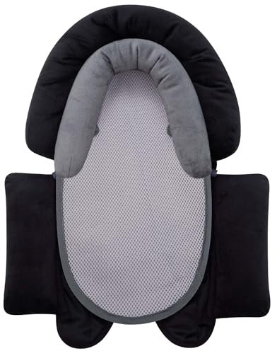 Pro Goleem Breathable 3-in-1 Infant Car Seat Head Support, Soft Infant Car Seat Insert, Carseat Cushion for Toddler, Perfect for Car Seat, Strollers, Swings, Carrier, Bouncer, Black and Grey