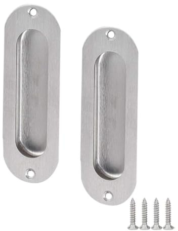 QLEUIFT 2 Piezas Tiradores De Puerta Corredera Empotrados Ocultos Acero Inoxidable Manijas Empotrados Tiradores Puertas Correderas Manijas Empotrados Ovalados para Cajones Armarios Etc