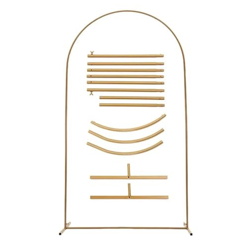 Ayztantine Arco per Palloncini Struttura Popular Arch Stands Gold/White Flower Balloon Support Curved Wedding Stage Background Welcome Decoration(80x180cm)