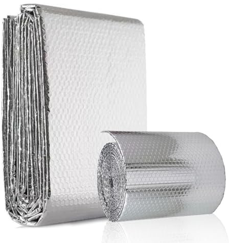 IRCKONCI Radiator Heat Reflective Insulation Sheet 5m X 60cm, Double Sided Aluminum Radiator Sheet Reflector, Heat Insulation Thermal Energy Saving Film for Pipe, Ceiling, Wall