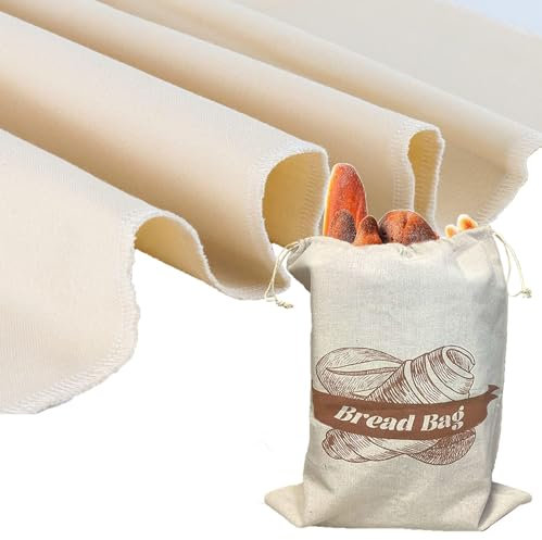 1 x Baking Proofing Cloth 1x Linen Bread Bag, Cotton Bread Cloth for Bread Baking, Reusable Linen Bread Bags for Homemade Bread Storage, Baking Accessories for Sourdough Baguettes Loafs