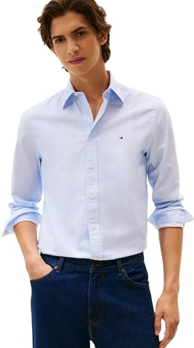 Tommy Hilfiger Chemise Homme Flex Poplin Micro Regular Fit, Bleu (Blue Spell/Allover), L