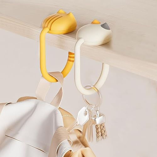 Auiremrti 2 Stück Katze Handtaschenhalter für Tisch, Schreibtischhaken,hochfester Taschenhalter für Tisch, Handtaschenhaken für Schreibtisch