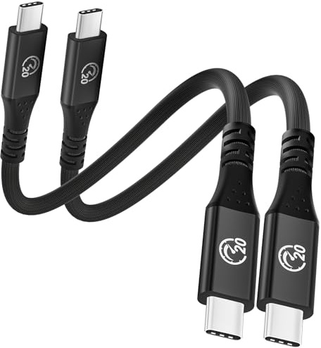 Flexible USB C auf USB C Kabel Kurz 30CM[2 Stück], USBC 3.2 Gen2x2 kabel | 20Gbps Typ C Datenkabel, 240W PD 3.1 Schnellladekabel, 5K@60Hz 4K@144Hz Videokabel für iPhone 17 16, Galaxy S26, MacBook M4