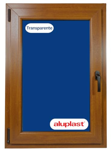 Ventana PVC Reforzada Roble Dorado | Cristal Climalit Mate | Perfil Aluplast | Entrega 24/48h (700x1000 Izquierda Transparente)