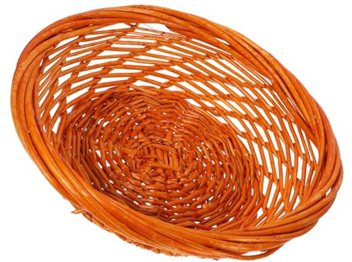 COLLBATH Cesta de Mimbre Tejida para Almacenaje Cocina o Mesa para Frutas Pan o Decoración Hecha de Mimbre Natural Resistente y Elegante