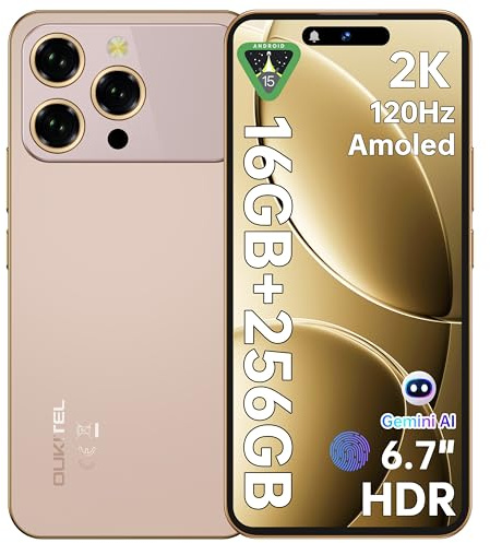 OUKITEL P1 Pro Smartphone Android 15-6.7 FHD+ AMOLED 120Hz Display, 50MP+32MP Camera 5150mAh Telefono Cellulare,16GB + 256GB TF/2TB Cellulare,4G Dual SIM/Face ID/Impronte Display/NFC/Dynamic Island