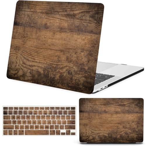 FFBOFFC Hülle Kompatibel mit MacBook Pro 13 Zoll 2012 2011 2010 2009 2008 Alte Version Modell A1278 mit CD-ROM, Plastik Hartschale Schutzhülle Case & Tastaturabdeckung, Dunkelbraunes Holz