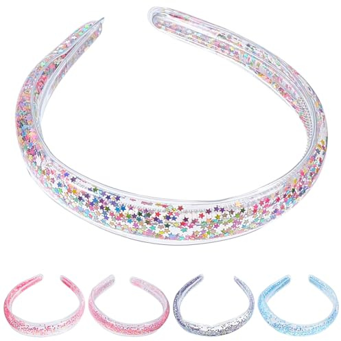 IMIKEYA Lot de 5 Bandeaux à Paillettes Effet Sable Mouvant Accessoires de Coiffure Fantaisie pour Adolescentes Bandeaux Rembourrés en Tissu Coloré pour Fêtes et Usage Quotidien