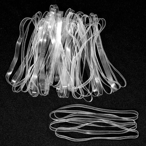 100Pcs Clear Large Rubber Bands, 200x5mm (Perimeter X Width) Large Elastic Bands TPU Heavy Duty Rubber Bands for Home Office Crafts Books gifts Notebook