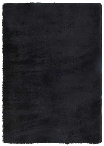 Mhdvray Shaggy-Teppich Hochflor NAVARRA Schwarz 120x170 cm - Weicher Langflor-Teppich aus Polyester für Wohnzimmer und Büro - rutschfest und Pflegeleicht, 3,5 cm Florhöhe