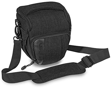 Pedea Kameratasche Fashion für Spiegelreflex DSLR SLR Spiegelreflexkamera Fototasche für DLSM Systemkamera mit Regenschutzhülle für Zubehör und Objektive, Gr. M schwarz