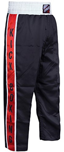 Farabi Sports Muay Thai Trousers Kickboxing Trousers Mix Martial Arts Clothing Kick Boxing Cage Fighting Trousers (Black, Large)