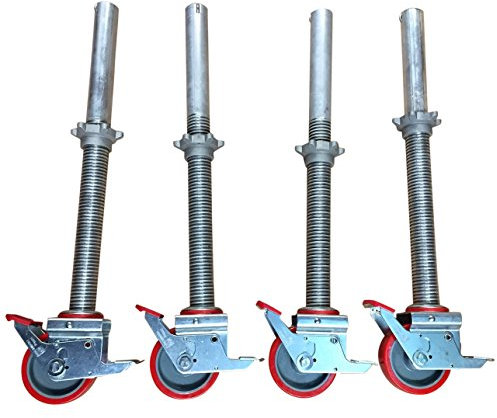 Set of 4 Adjustable legs & Castors 125mm for Industrial Alloy Scaffold Tower