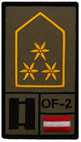 Café Viereck ® Hauptmann Österreich – Bundesheer Rank Patch mit Dienstgrad – Gestickt mit Klett – OF-2 Klett Militär Patch – 9,8 cm x 5,6 cm