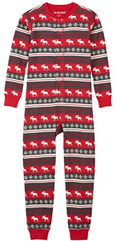 Little Blue House av Hatley Fair Isle Bear & Moose Family Union Suit Onesies, Unionsdräkt för barn – älg Fair Isle, 12 År