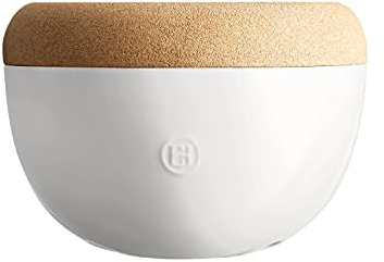 Emile Henry EH108764 - Cortador alto para frutas y verduras (diámetro 27 cm, cerámica y corcho, color blanco