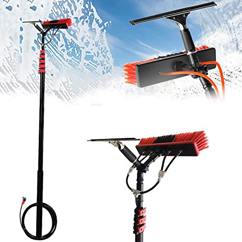 SANTUNK Teleskopstange Wasserführend 3.6M-10.8M w/Rakel, Solar Panel Reinigung 35CM Wasser Zugeführt Pinsel für Fenster Reinigung Solar Panel Reiniger, Telescopic Pole (6M)