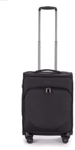 Stratic Mix Koffer Weichschale Reisekoffer Trolley Rollkoffer Handgepäck, TSA Kofferschloss, 4 Rollen, Erweiterbar, Größe S, Schwarz