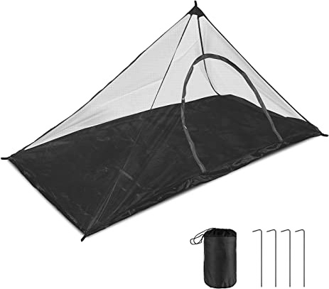 EFUTURETIME Moskitonetz 220×120×100cm Mückennetz mit Reißverschluss Schwarz | Leicht, Kompakt, Outdoor Reise Moskitozelt für Camping und Wanderung