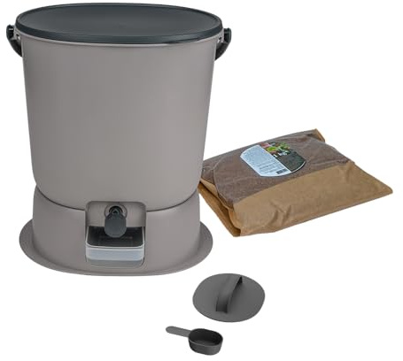 Skaza- Composteur de Cuisine en Plastique Recyclé - BOEssential+Base 15,3L Light Gris