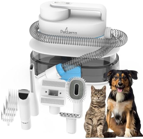 Pet Terra FurCare Pro 3-in-1 Grooming Kit with Vacuum Suction (99%), Dryer, and Professional Clippers. Includes Tools for Efficient Pet Grooming, 4L Dust Cup, Low Noise. Ideal for Dogs, Cats & More!