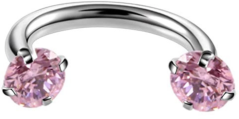Nasenpiercing Edelstahl, Septum Piercing Hufeisen Silber mit Silber U form mit Rosa Cz 5Pcs Piercingschmuck Geschenk für Frauen Männer