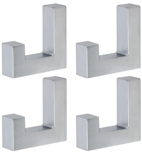 Mavö Kleiderhaken Chrom matt, Garderobenhaken Tetris, Wandhaken 4 x Ben | Handtuchhaken für Flur, Bad, Küche oder Schlafzimmer,