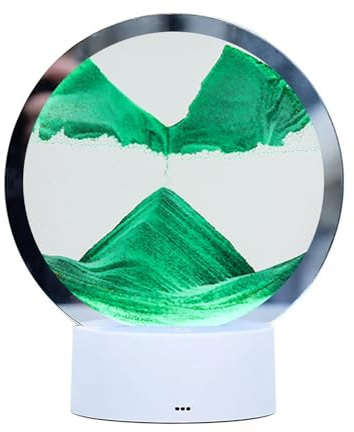 Dreidimensionale Sandmalerei Tischlampe,Sandmalerei Nachtlicht,Bewegliche Sanduhr Dekorative Ambientelampe,Wohnzimmer Schlafzimmer Treibsand Tischlampe,3D kreative Dekompression Tischlampe (Grün)