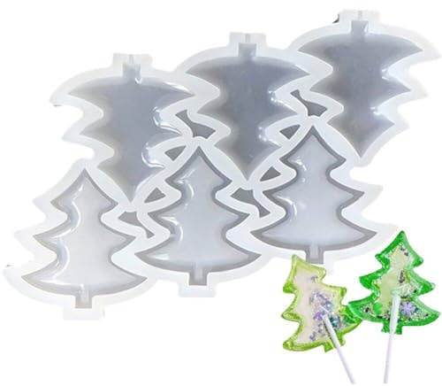 Fituenly Moules à Sucettes en Silicone pour Noël Moules à Bonbons Moule à Sucettes en Chocolat Moules en Silicone pour Arbres de Noël pour Les Fêtes de Noël