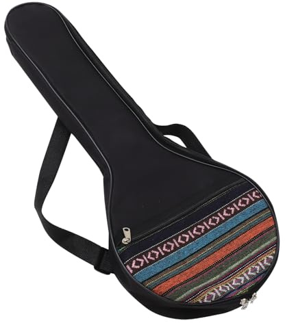 Banjo Tasche für 4-saitiges Banjo, Schwarz, 1 Stück | Vliesstoff mit Baumwollpolster, Schultergurt und Innenfutter, Schlichte Ethnische Ausführung Zufälliger Stil
