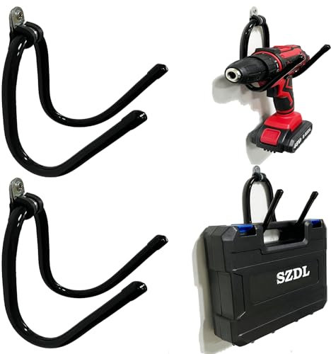 Pmsanzay Power Tool Organizer, 2 Pack Heavy Duty Drill Holder Wall Mount Hangers, Storage Rack Utility Storage Shelves for Power Tools Garage Organization for Men Dad Gift