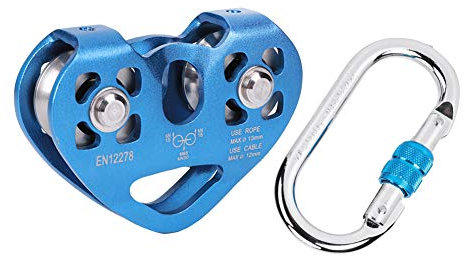 JEOZBM Kletter-Zipline-Umlenkrolle, Doppel-Tandem-Doppel-Umlenkrolle, Geschwindigkeits-Dual-Trolley mit 25-kN-Karabiner, Zipline-Umlenkrollen-Set