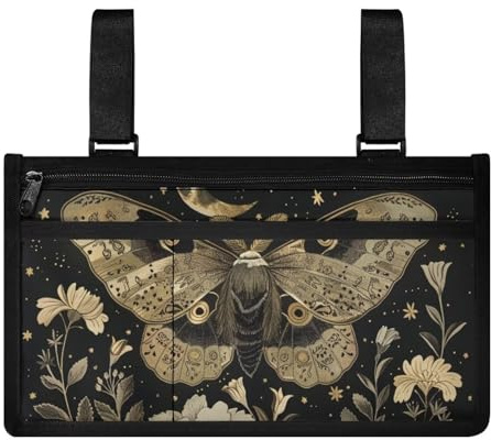 Bivxisrvo Floral Butterfly Print Wheelchair Carry Bag for Adults Polyester Fabric Wheelchair Parts Comfortable Chair Cup Holder Attachment Suitable for Mobility Chairs