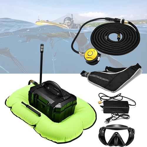 Spdazzleburst Tauchflasche, Tauchventilator, Tauchatemregler, 3/5,5 Stunden Tauchen, wasserdichter Luftkompressor, für Freizeittauchen und Angeln,Black-80000mAH