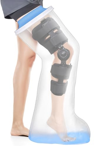 Waterproof Extra Wide Full Leg Cast Cover for Shower with Non-Slip Bottom, Extra Large Watertight Leg Cast Protector for Thigh Foot Ankle Surgery Wounds, Knee Immobilizer/Brace, Walking Boots,Reusable