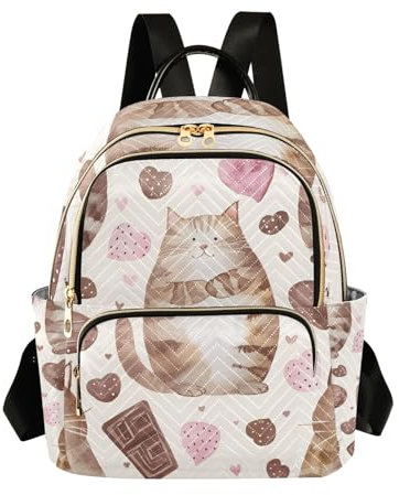 Mnsruu Mini sac à dos pour femme, sac de voyage, sac à bandoulière décontracté, S, Chat gras au chocolat, S