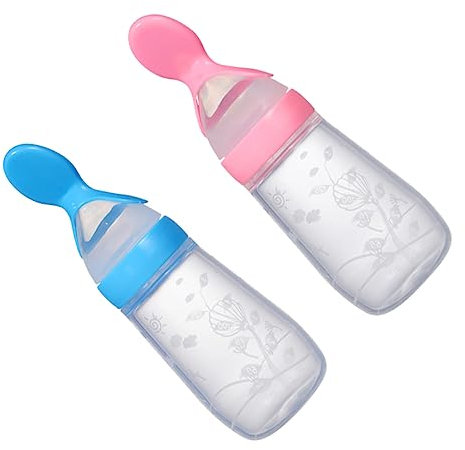 BESTonZON 2 Stück Reispastenlöffel Säuglings Säuglings Muttermilchflasche Babynahrungsflaschen Milchzuführung Babyfütterung Squeeze Säuglingszuführung Lebensmittel Trainingszuführung