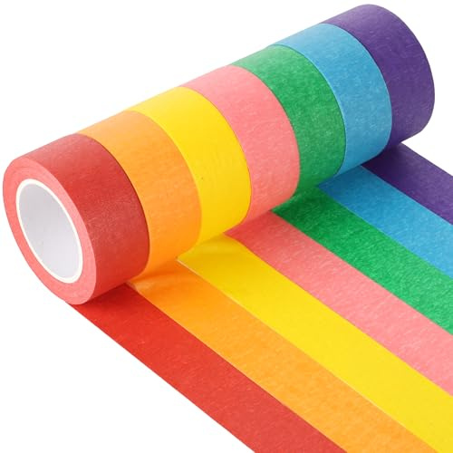 Colored Masking Tape，Suitable for Crafts, Art Tape, Painting Tape, Decorative Tape, Tape for Kids. 1 Inch x 14.2 Yards, 7 Rolls Total，Comes With a Separate Storage Box.