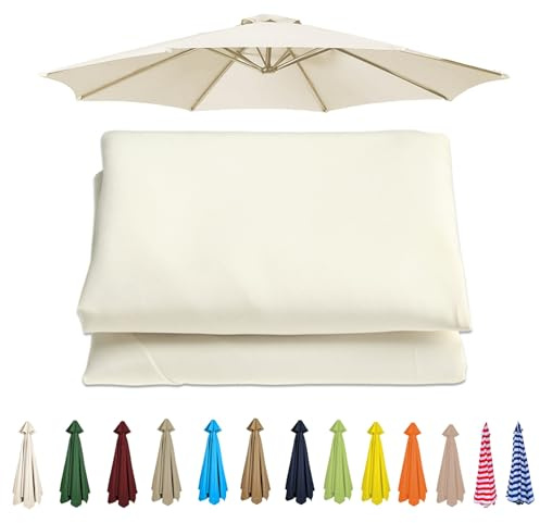 Housse De Rechange Pour Parasol, Auvent De Rechange Épais Et Solide Pour Parasol De Terrasse, Avec 8 Baleines 6 Baleines, Toile De Parasol Deporté - Pour Plage/piscine/Jardin(Beige,8 RIBS/350CM(11.5FT