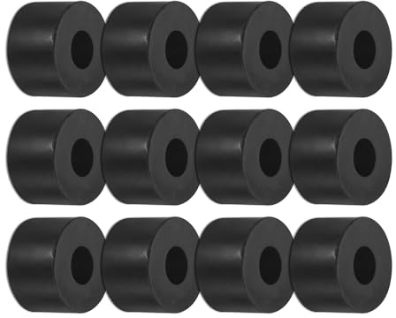M METERXITY 12-Pack Rondelle Di Isolamento In Gomma 1 OD 0.4 ID 0.6 Spessore Guarnizioni Antivibranti Meccaniche Rondelle In Gomma Per Accessori Casa E Auto [Nero]