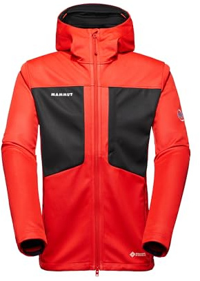 Mammut Ultimate VIII SO Hooded Jacket Men | Giacca Softshell da Uomo Antivento con Cappuccio | Mammut Red-Black, M