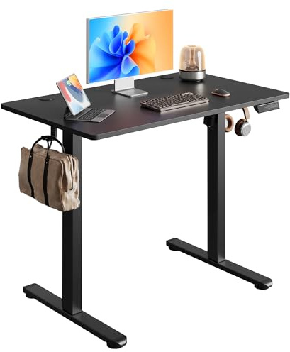 DEVAISE Höhenverstellbarer Schreibtisch 100x60cm Einteilig, mit leisem Motor und Memory-Funktion für 3 Höhen, ergonomischer Computertisch für Büro, Schwarz