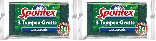 SPONTEX - Lange Lebensdauer – 3 Scheuerpads – 2 mal länger haltbar (Packung mit 2)