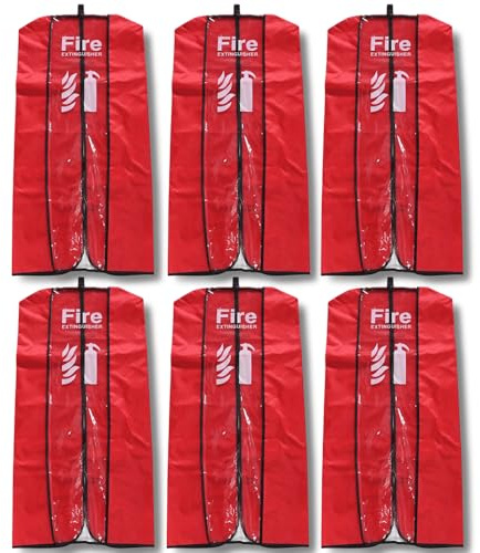 Fire Extinguisher Cover Large Size Pack of 6 - Dust, Scratch Protective Cover - Fire Extinguisher Transparent Sleeve - Waterproof Weatherproof Protective Covering - for Extinguishers up to 20LBS