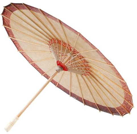Fansu Paraguas Solar Japonés, Paraguas Chino Papel Engrasado Sombrilla de Tela de Seda para Bodas, Despedidas de Soltera, Favores de Fiesta, Recitales de Baile (Diámetro 84cm,Beige retro)