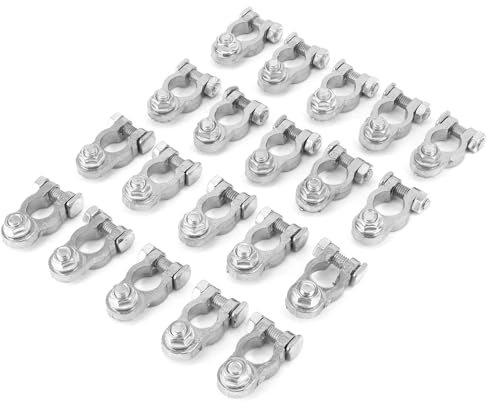 HEEPDD Terminal de Batterie de Voiture Set Aluminium Light Aluminium Pince Négative Positive pour Caravan Van Motorhome Boat 20X Silver