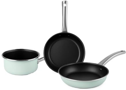 Set dos sartenes 20 * 24 mas cazo de 16 modelo NORDIC marca magefesa, kit para independizarse