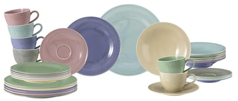 Seltmann Weiden Beat Color Glaze Kombiservice 30-teilig – Porzellan Geschirrset mit Kaffeetassen, Untertassen, Frühstücks-, Speise- und Suppentellern – Spülmaschinen- & Mikrowellenfest – Mixed